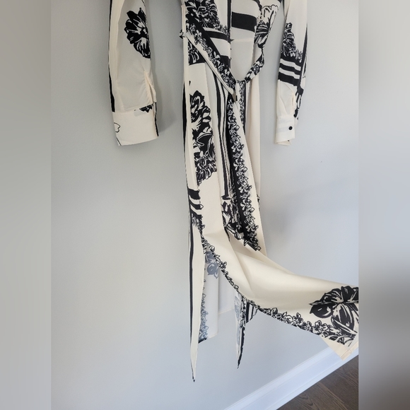 SOLD!!! Shein Black and Cream Stripe and Flower Patterned Midi Dress - Picture 6 of 9